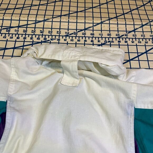 Eagles Ridge Full Zip Windbreaker Size Large Retro Geometric White Jacket - Picture 11 of 13